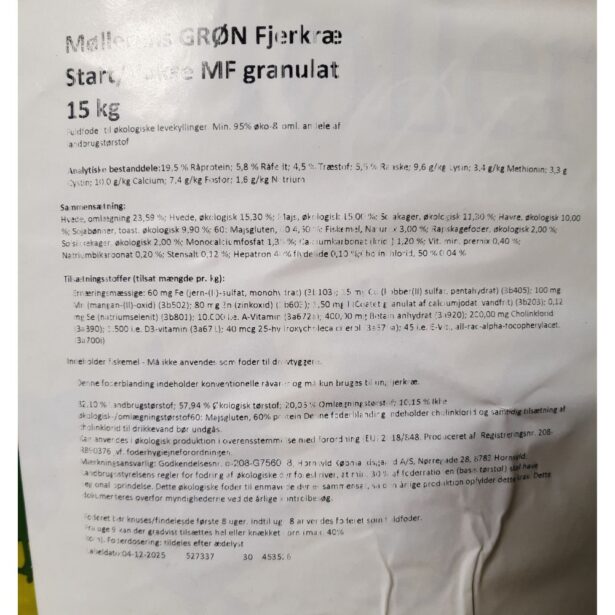 Grøn start/vokse Møllerens økologisk kyllingefoder