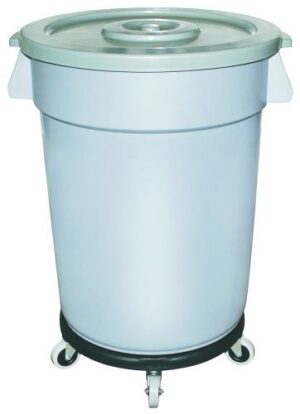 Fodertønde M. Låg Og Hjul, Grå - 128 Ltr.
