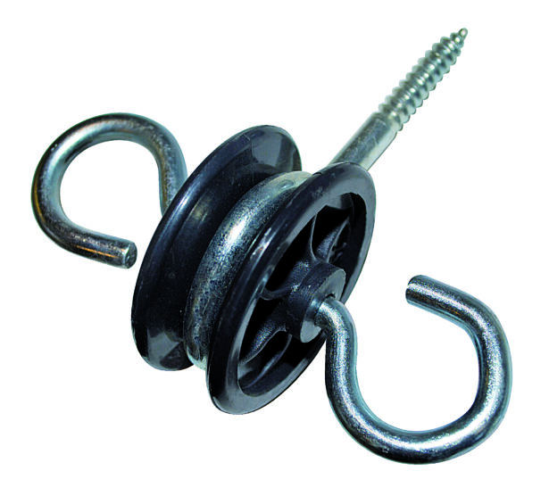Isolator med skrue og 2 øjer sort 10 stk i pose.