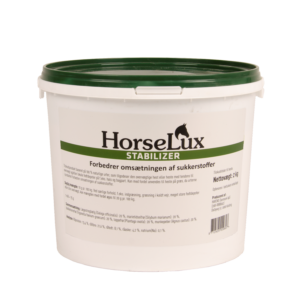 HorseLux stabilizer 2 kg i hvid spand med grøn låg