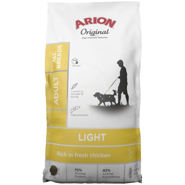 Arion Original Light 12 kg hundefoder til tykke hunde
