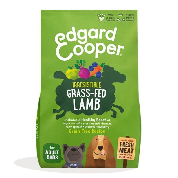 Edgard Cooper Adult Grass-Fed Lamb 12 kg kornfrit hundefoder med lam
