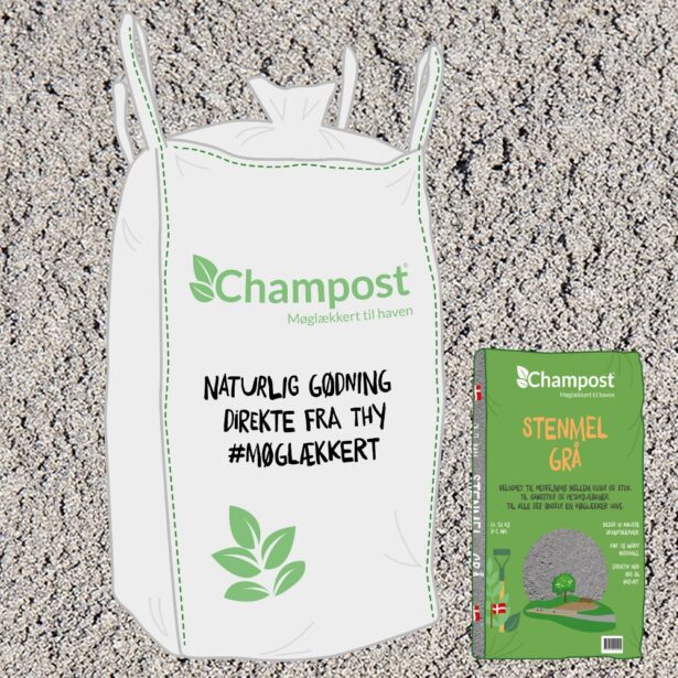 Champost stenmel grå 1 ton bigbag leveret
