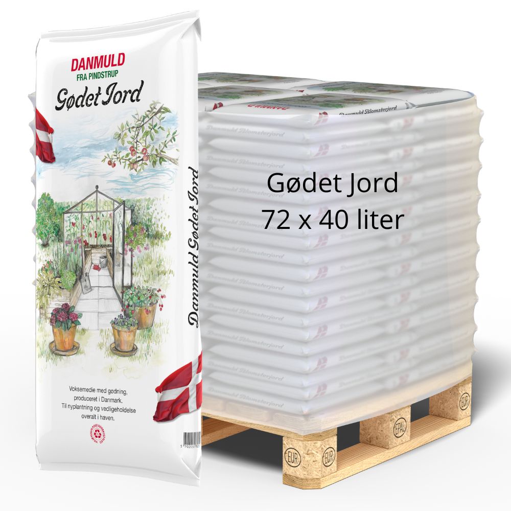 Danmuld Gødet Jord 40 L HEL PALLE leveret