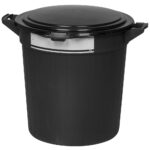 Fodertønde med låg og etiket 80 liter sort