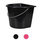Spand 15 liter flad side sort og pink
