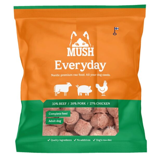 MUSH Everyday Grøn 3 kg kødboller BARF