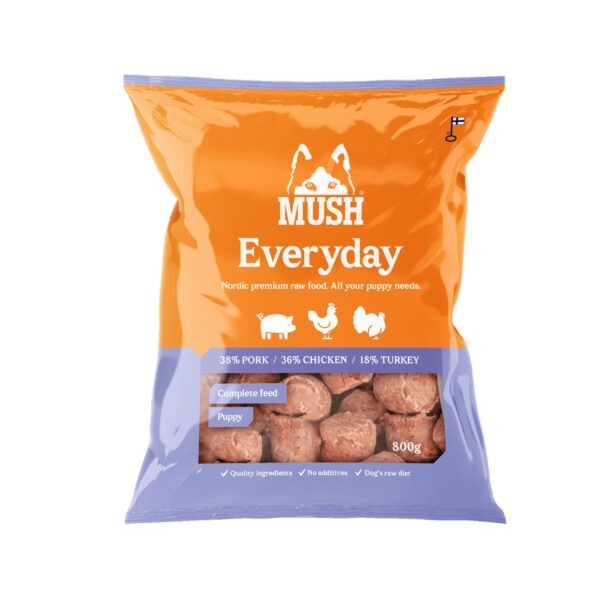 MUSH Everyday Lyslilla 800 g komplet barf til hvalpe
